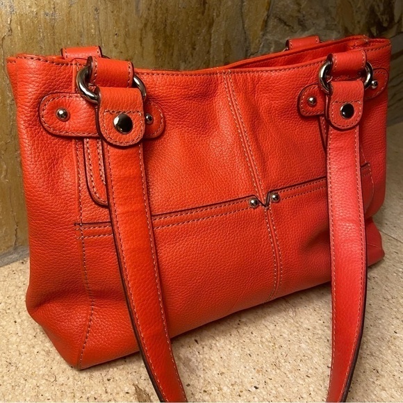 Tignanello Bold Orange Leather Satchel - Picture 13 of 13